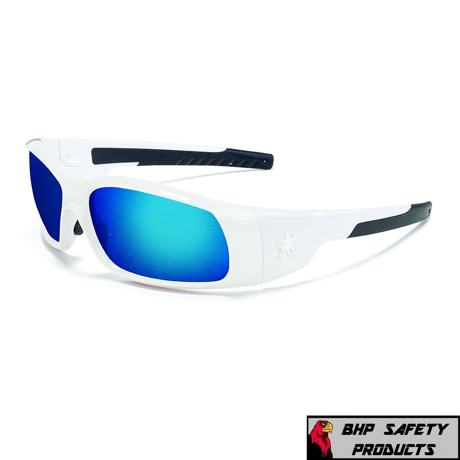 MCR CREWS SWAGGER SAFETY GLASSES SR128B WHITE FRAME/BLUE MIRROR LENS SUNGLASSES