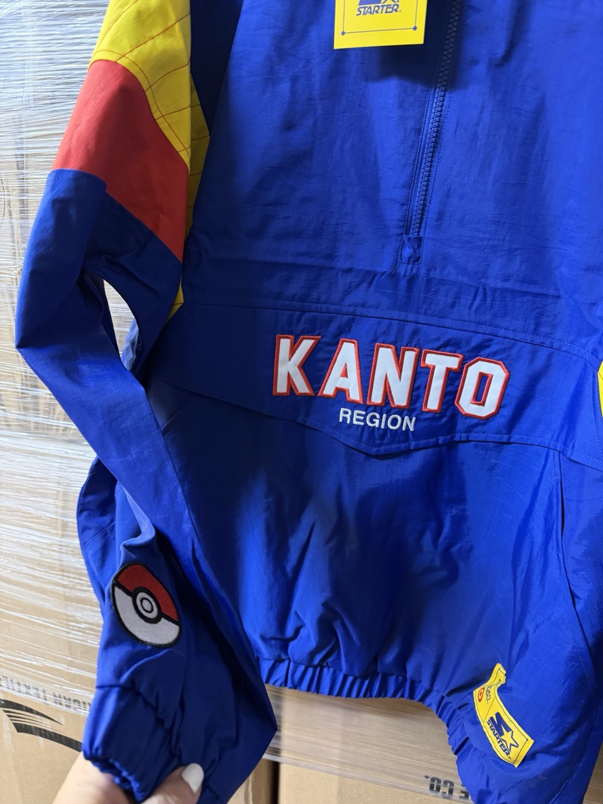 Starter x Pokemon Kanto Men’s Hooded Zip Colorblock Anorak Jacket Blue L