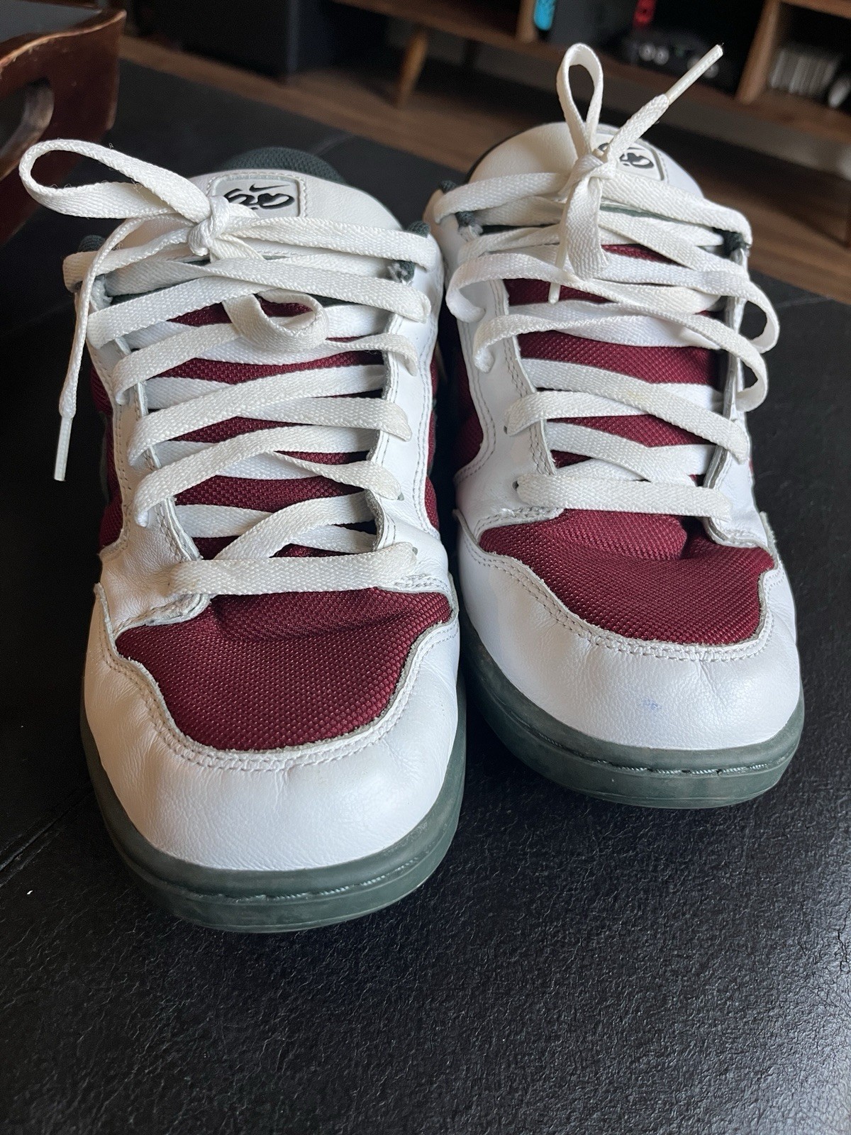 NikeiD 6.0 White Green Team Red Thick Tongue Skateboard Sz 10
