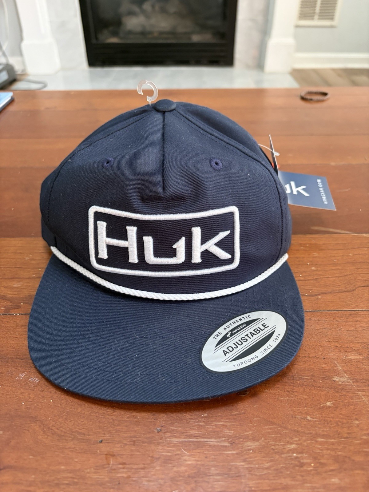 HUK Fishing Rope Hat Trucker Cap Navy Adjustable Navy Blue/White Outdoor Sporty