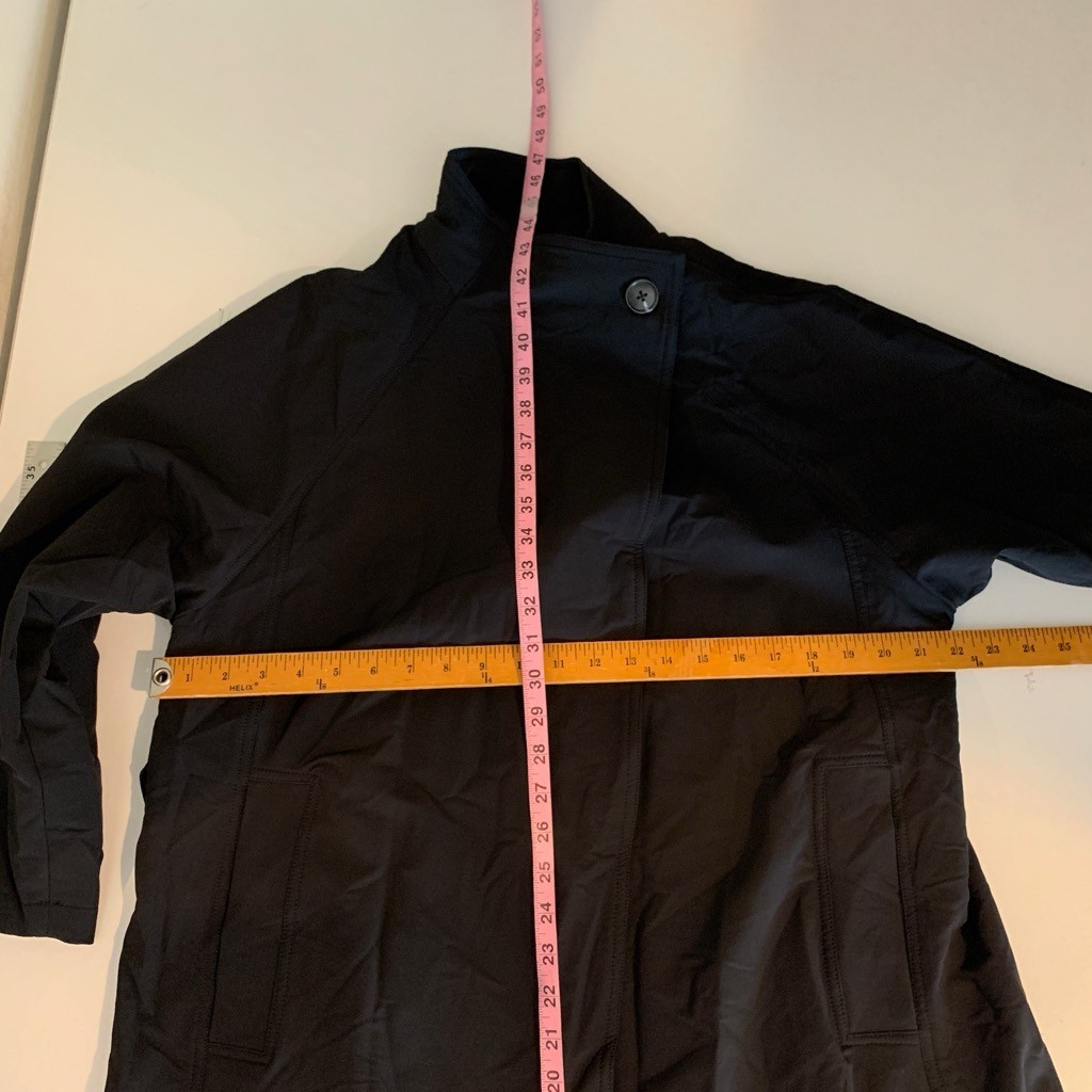OGL Coat Womens XS Extra Small Black Nylon Blend Belted Button Stretch Trench