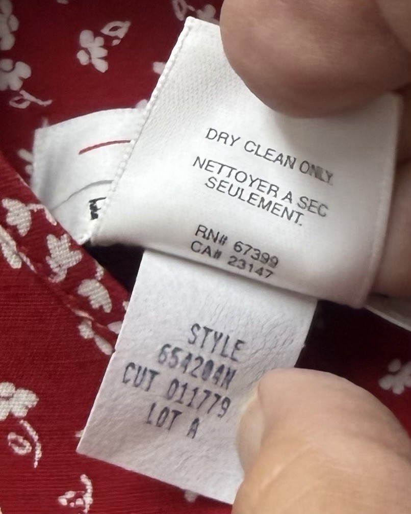 Talbots Sz 10 P Faux Two Piece Career Cocktails Red White Floral Midi Dress