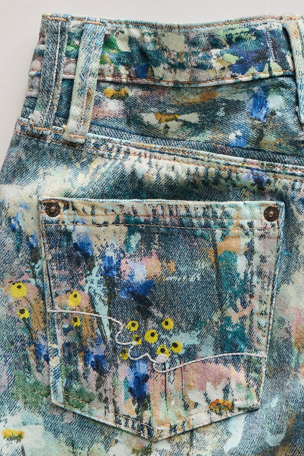 We The Free Tennessee Low-Rise Illusions Jeans Floral Canvas NWT 24 MSRP $198