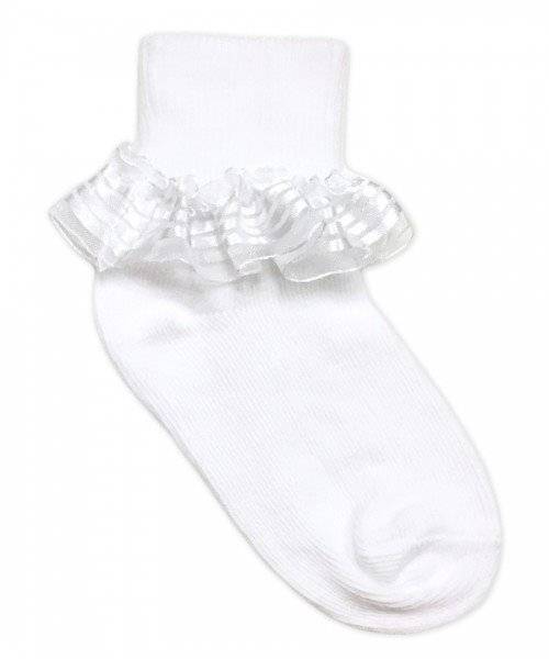 Jefferies White Stripe Ribbon Ruffle Socks Newborn Infant Toddler X-Small