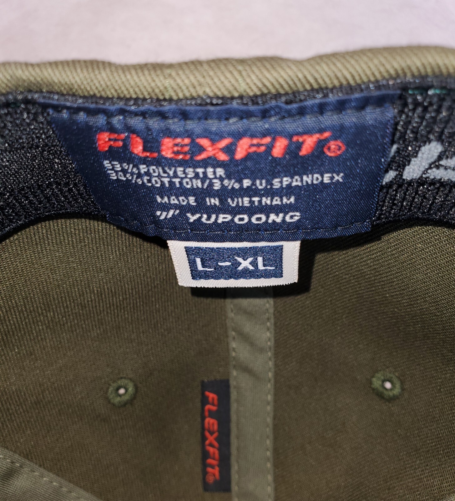 JEEP Patch on Flexfit 6277 Hat / Olive Green – L/XL 7 1/8″ – 7 5/8″