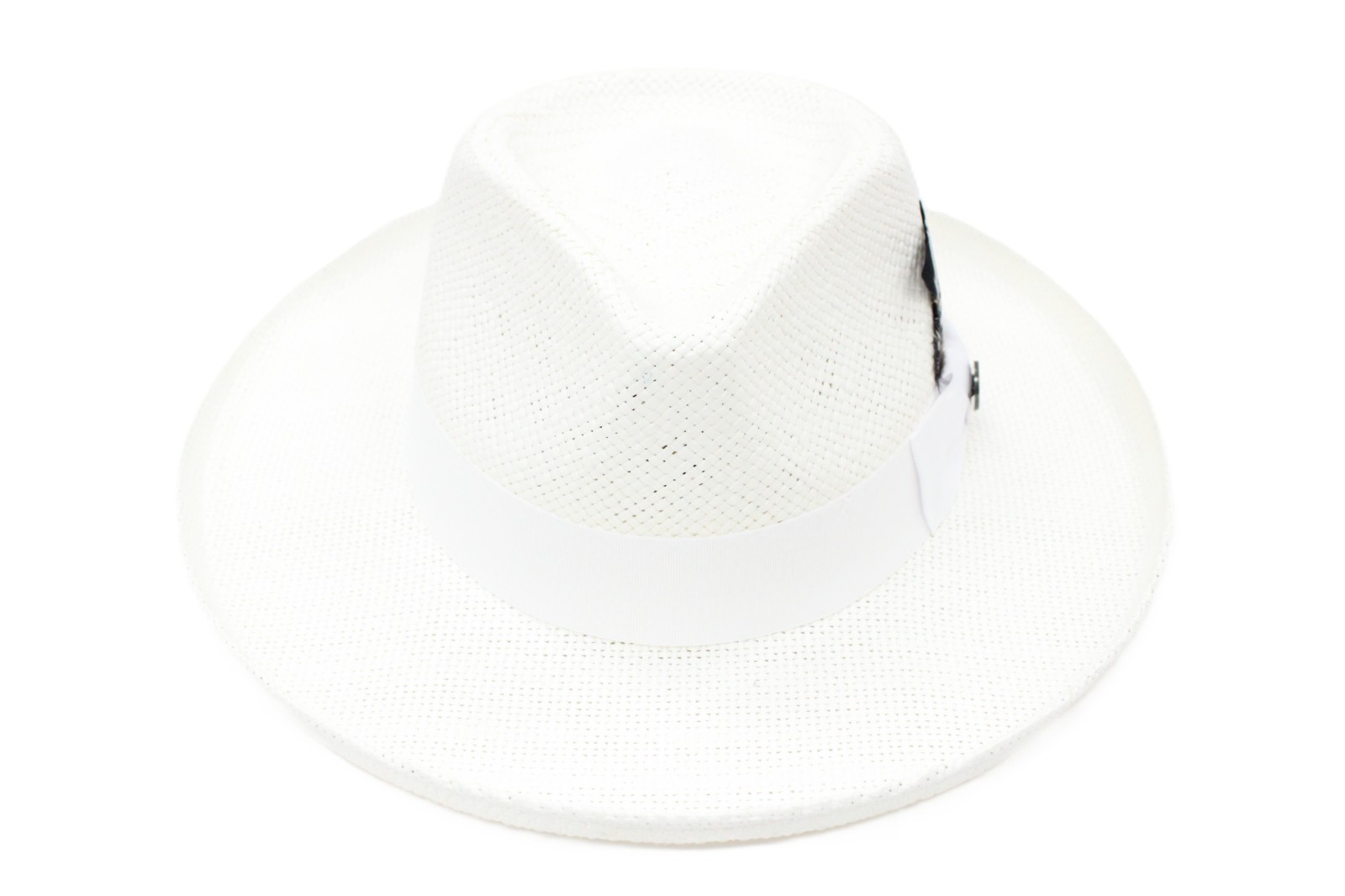 Bruno Capelo Mens White Wide Brim Straw Fedora Colonial CO-580