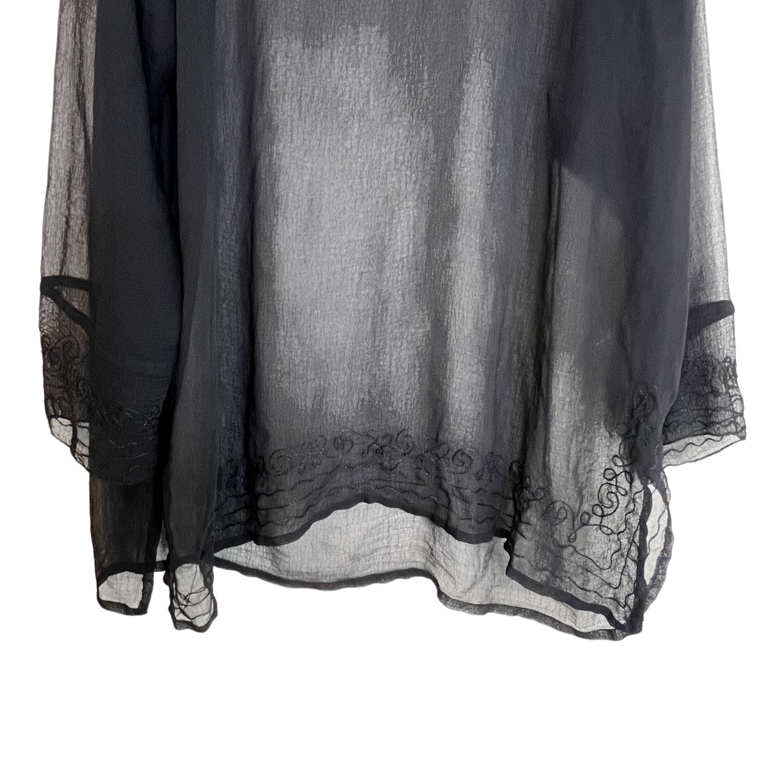 Sand N Sun Womens Swim Cover Up Size 1X Sheer Embroidered Black