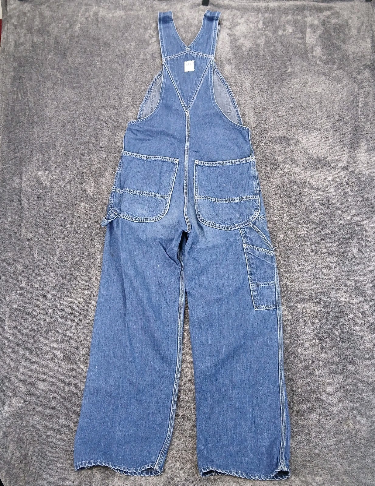 Vtg Lee Sanforized Jelt Denim Overalls 30×28 Donut Button Fly 50s 60s Stains