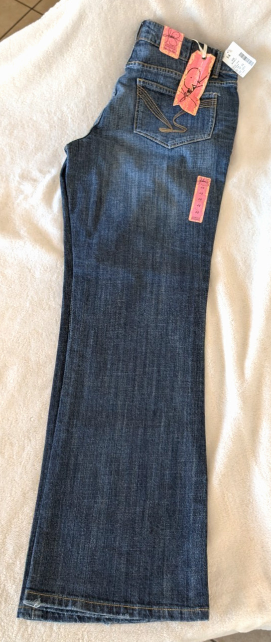 NWT Jessica Simpson Women’s Blue Super Low Flare Sequence Beading Size 14