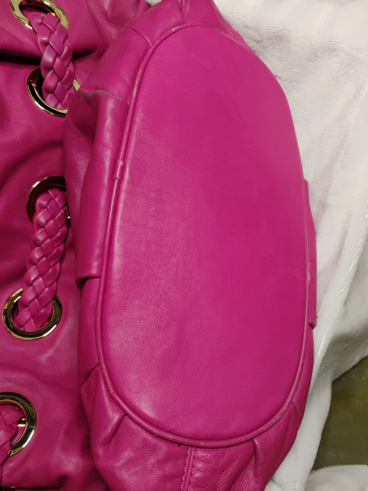 MICHAEL KORS Hot Pink Large Shoulder Bag Braided Handles w/Tassel Grommets!
