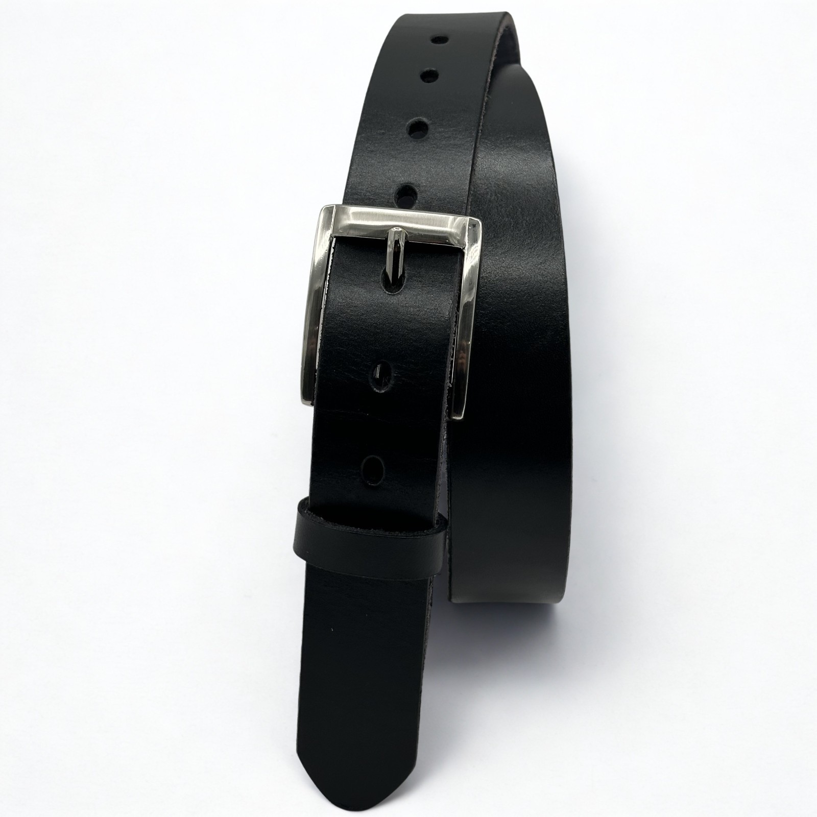 Men’s Genuine Buffalo Full Grain Leather Black Belt Width 1.35″ US Made