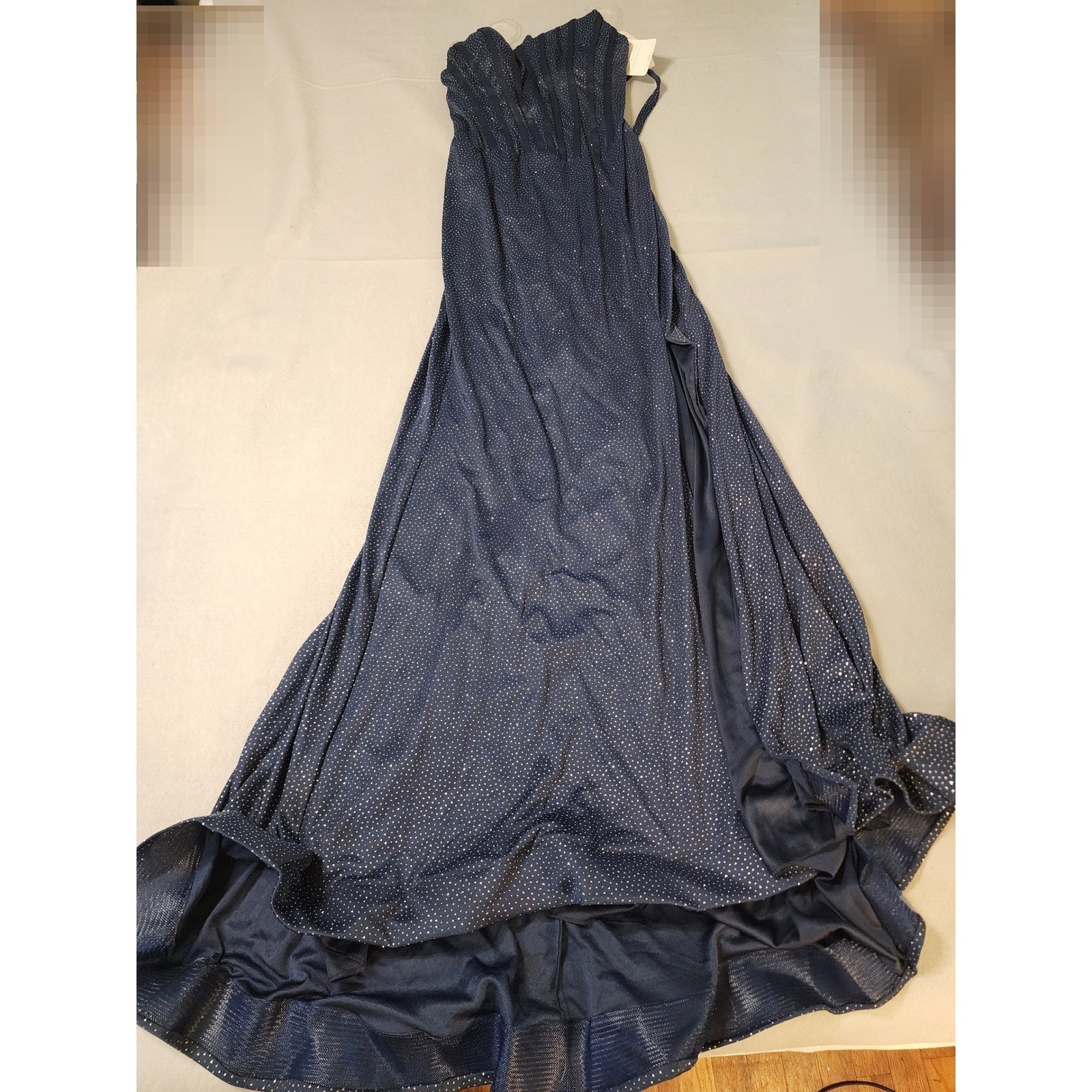 Womens 7/8 Navy New Metallic Glitter Corset Strapless Dress