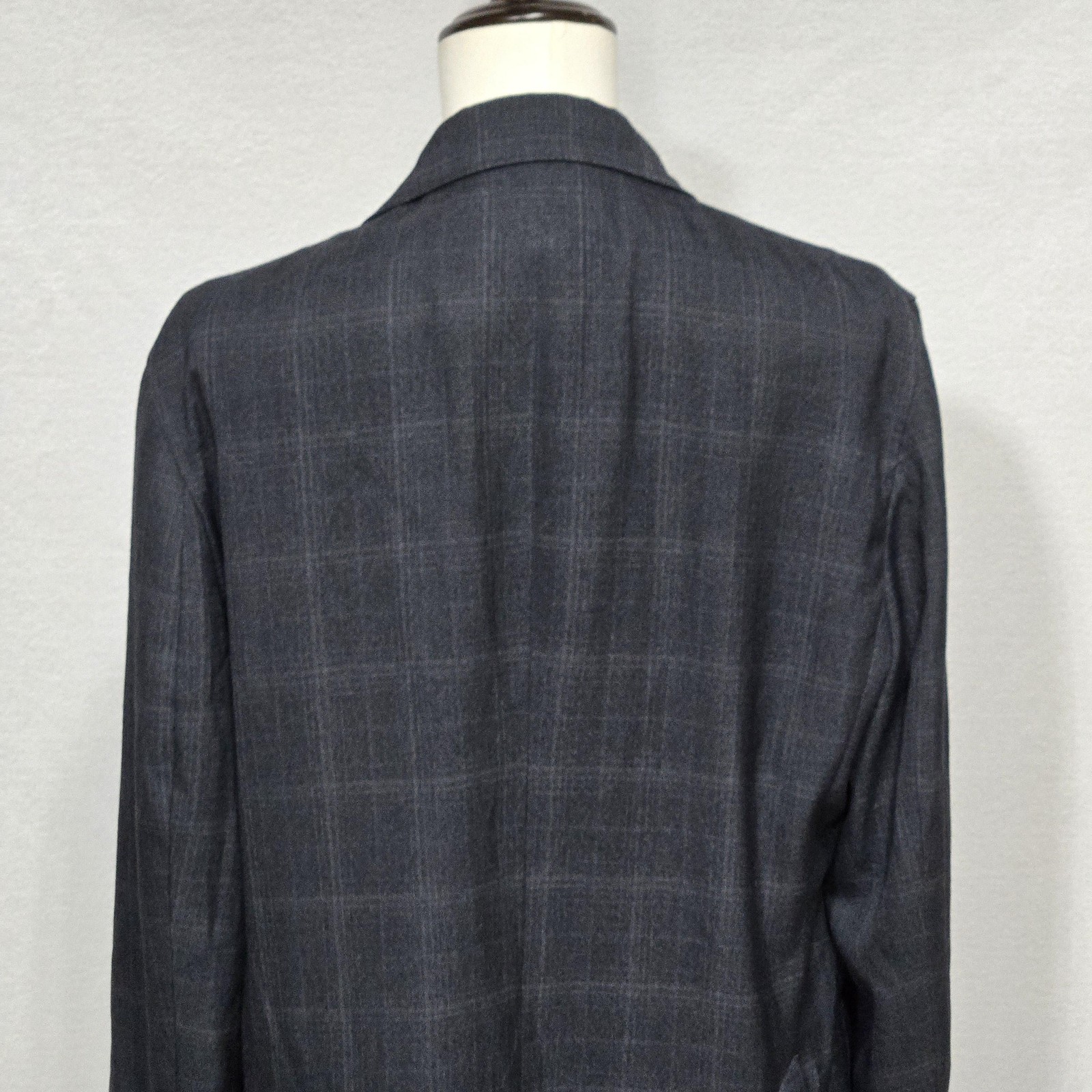 Cremieux Blazer Mens Large Dark Grey Check Plaid Off-Duty Jacket Wool Blend