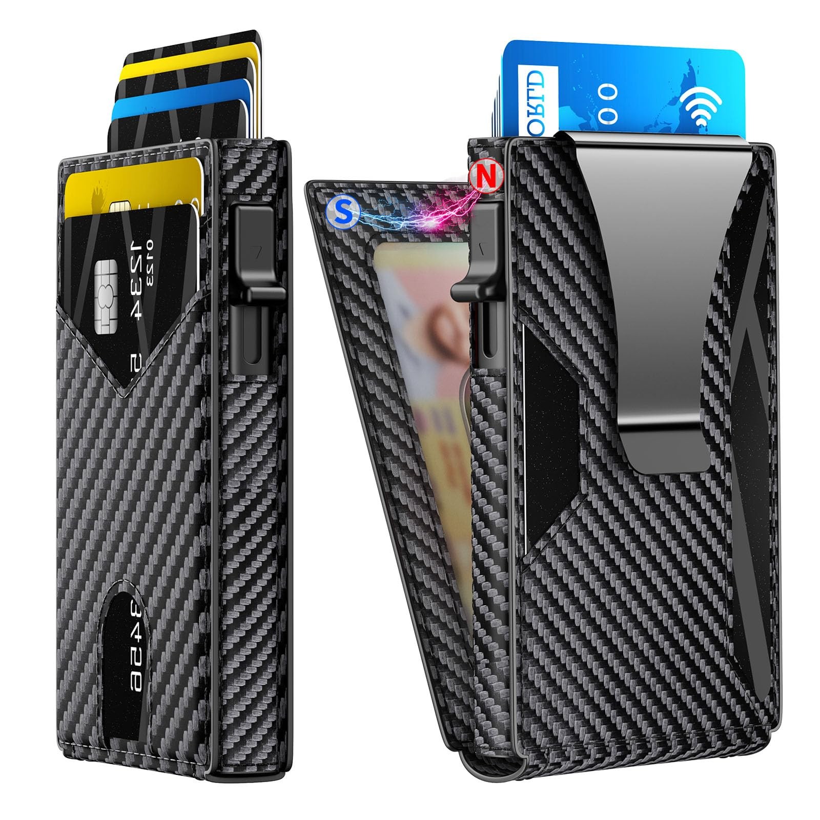 KISUEDZP Wallet for Men Slim RFID Compact (4.06 x 2.44 x 0.86 inches), Carbon