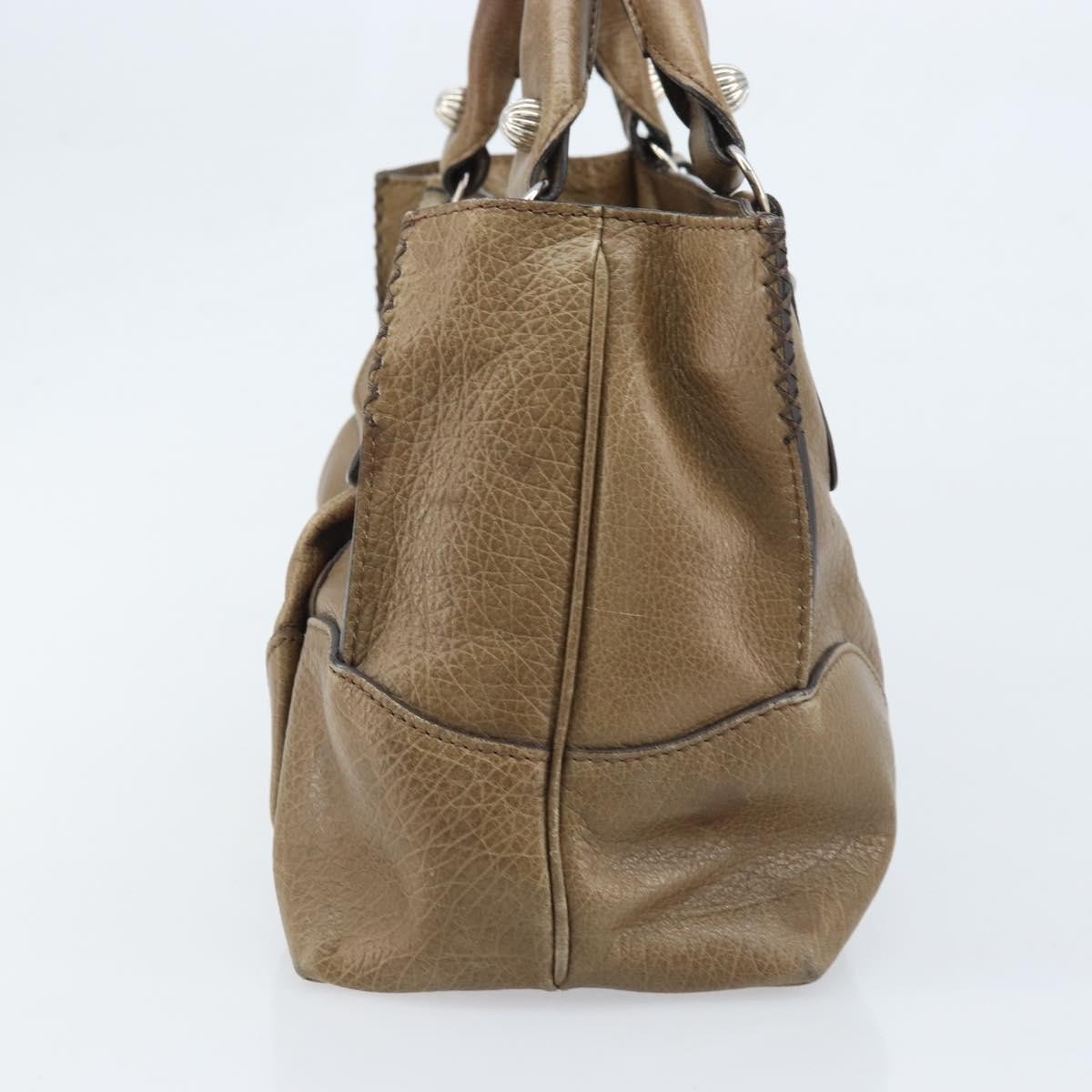 CELINE Boogie bag Hand Bag Leather Brown Silver Auth 166786