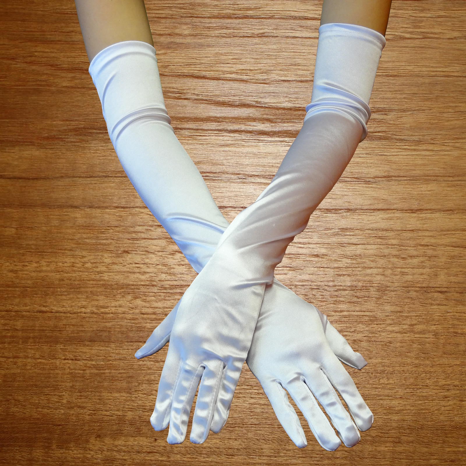 23″ WHITE LONG STRETCH SATIN BRIDAL WEDDING PROM PARTY GLOVES SEXY COSTUME OPERA