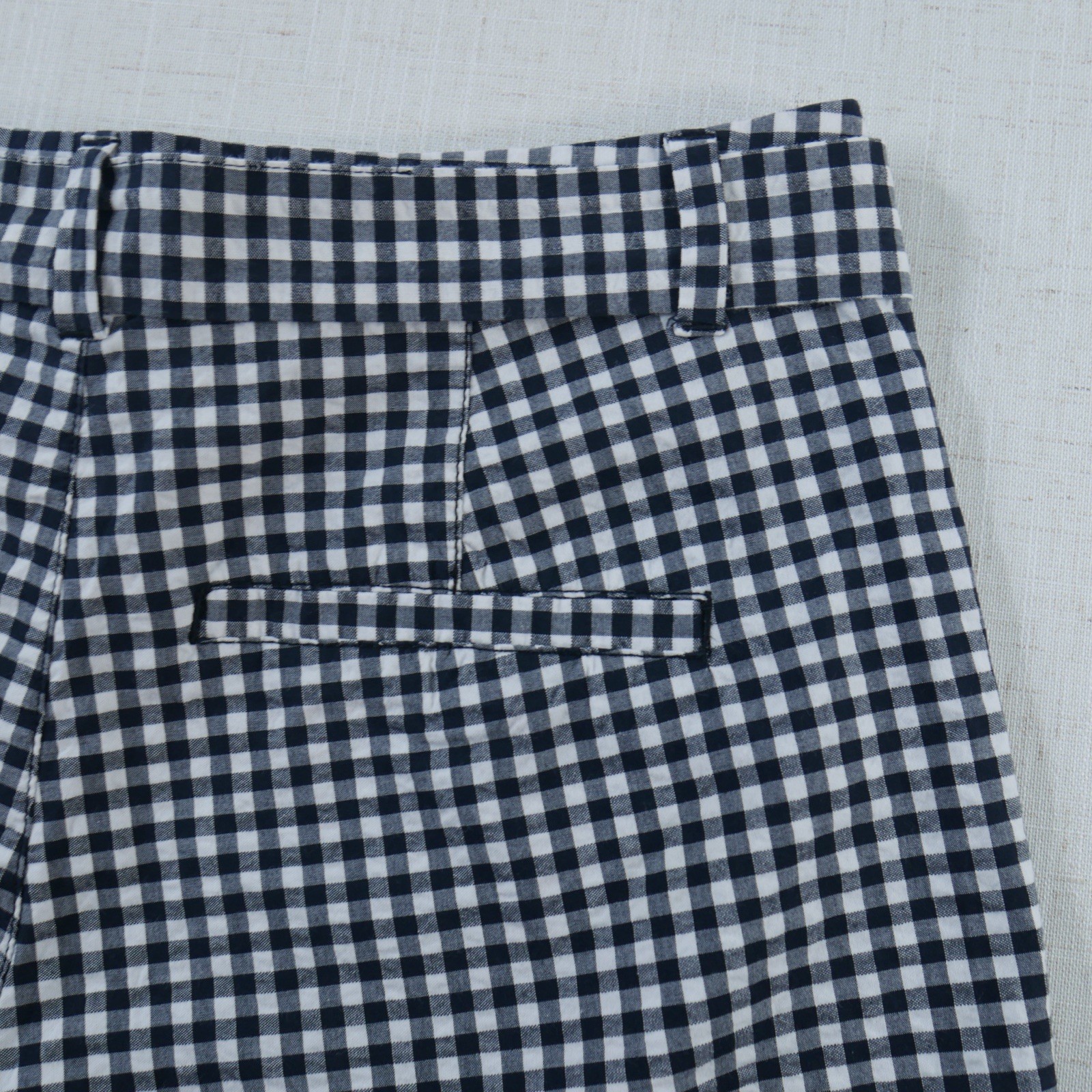 Preppy Old Navy Womens Sz 2 Tie Front Gingham Black White Mid Rise Chino Short