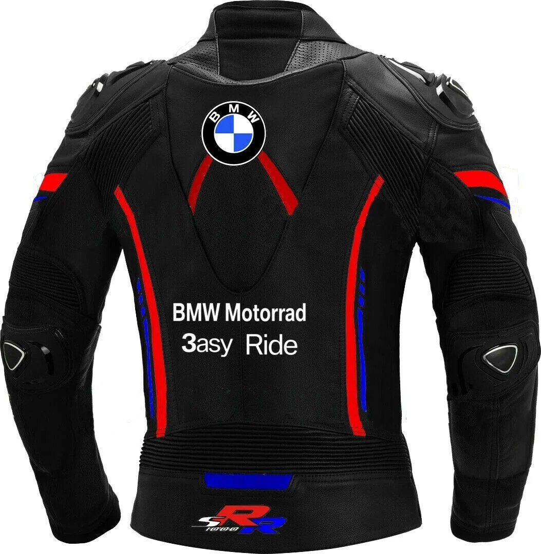 BMW Men’s Motorrad Style Genuine Cowhide Leather Motorcycle Racing Biker Jacket