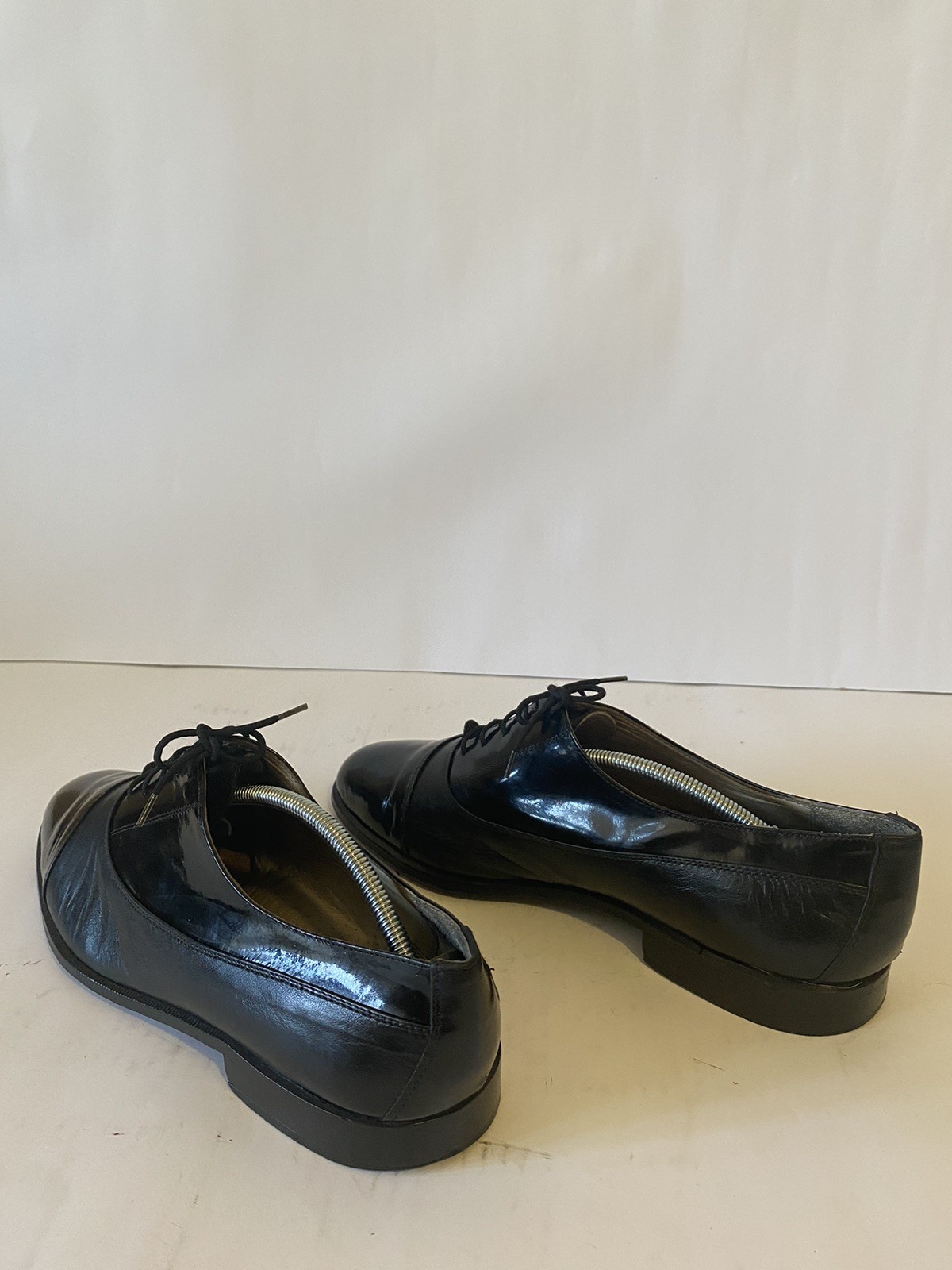 Mario Doria Black Patent Leather Cap Toe Oxford Tuxedo Dress Shoes Size 9.5 US