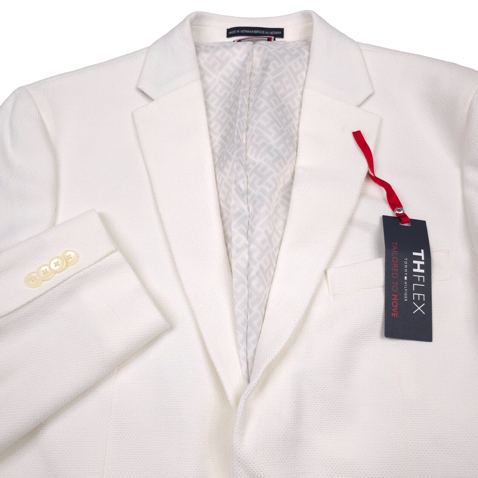 $295 Tommy Hilfiger Conrad Solid White Textured Blazer Jacket Mens Size 42R