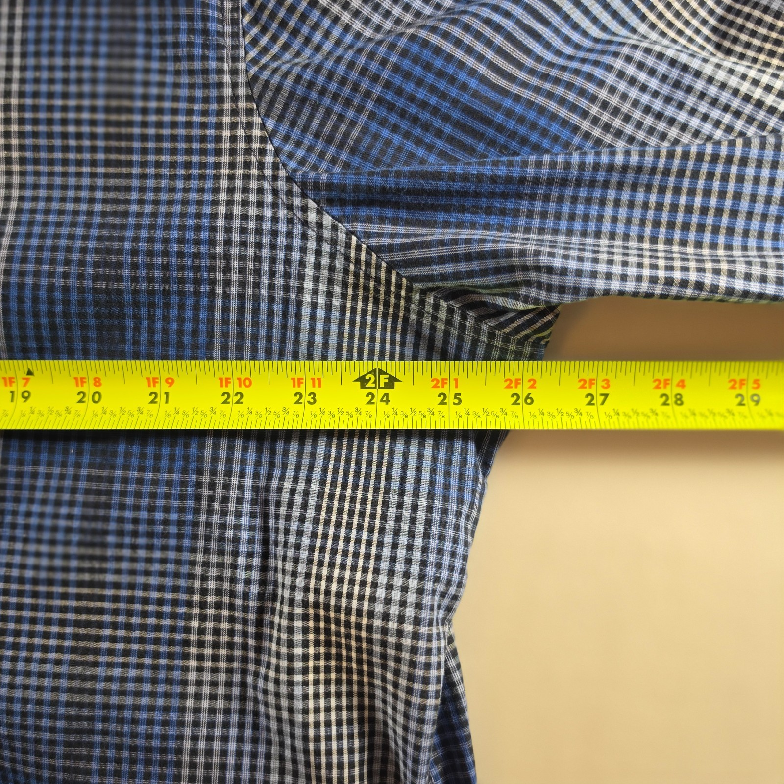 Apt 9 Men’s Long Sleeve Button Up Dress Shirt XXL Slim Blue Plaid