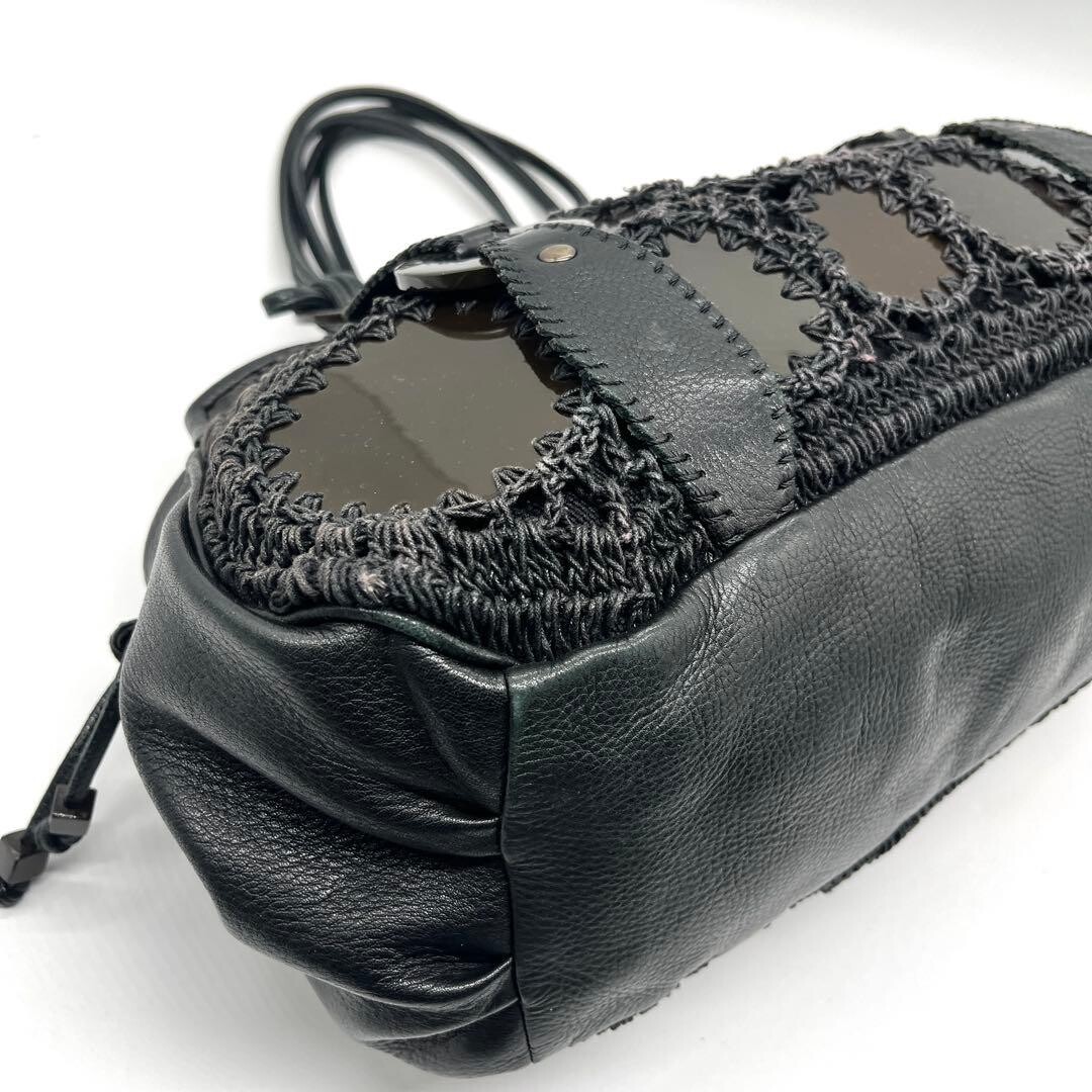 JAMIN PUECH Handbag Art Bag Leather Black Authentic From Japan