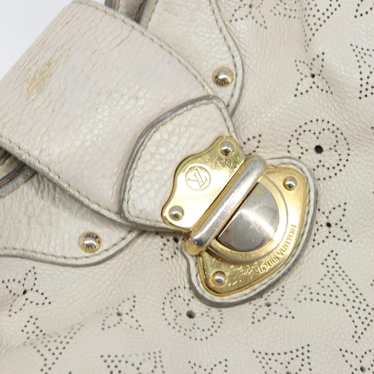 LOUIS VUITTON Mahina Solar PoweredGM Bag Leather White M93128 LV Auth bs34140