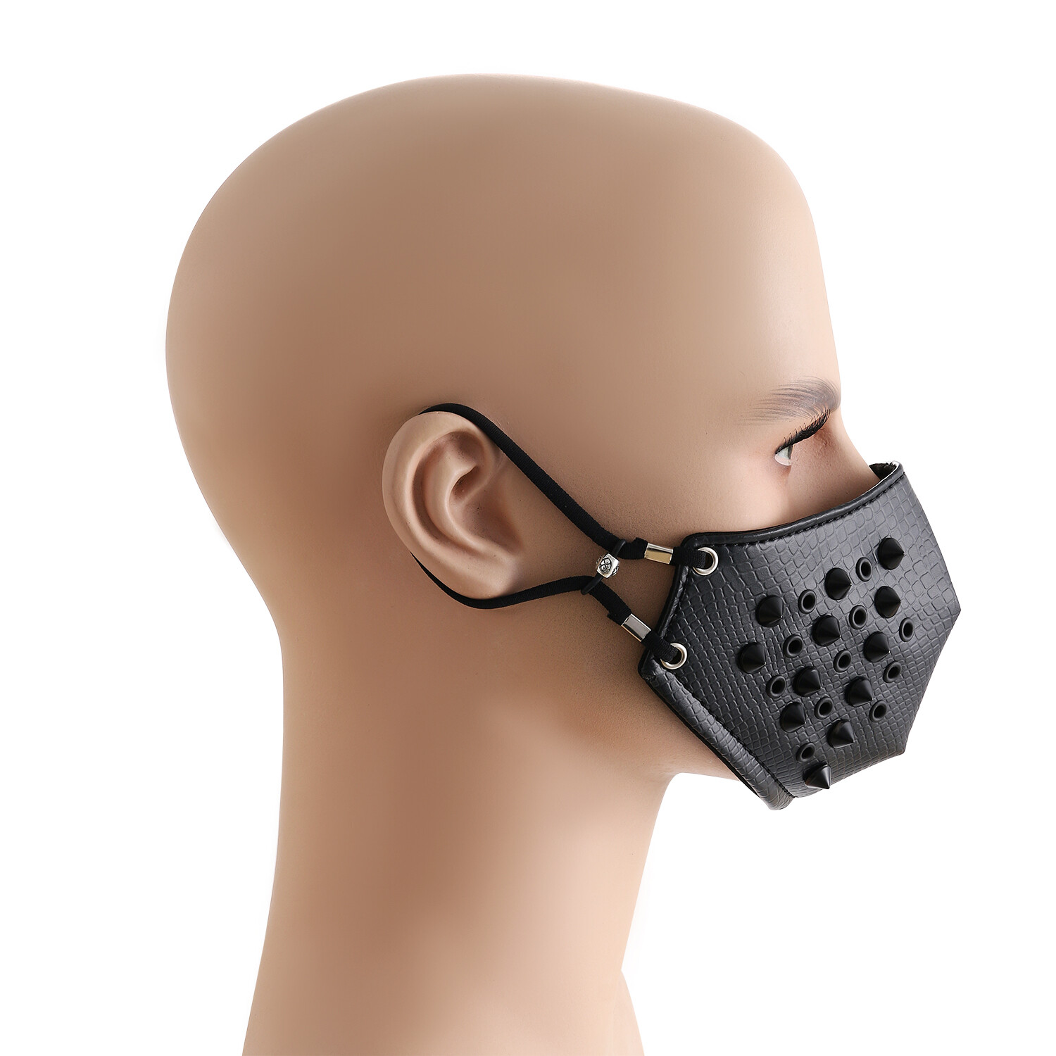 Men’s Punk Leather Rivet Half Face Mouth Mask Outdoors Motorcycle Biker Cosplay
