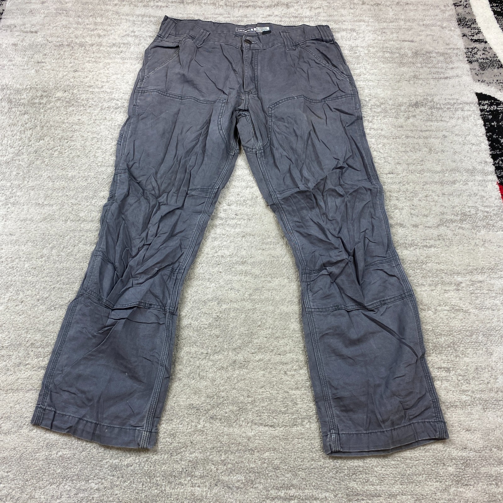Carhartt 102802 Canvas Double Knee Pants 33 Gray Y2K Workwear Rigby Mens 33×30