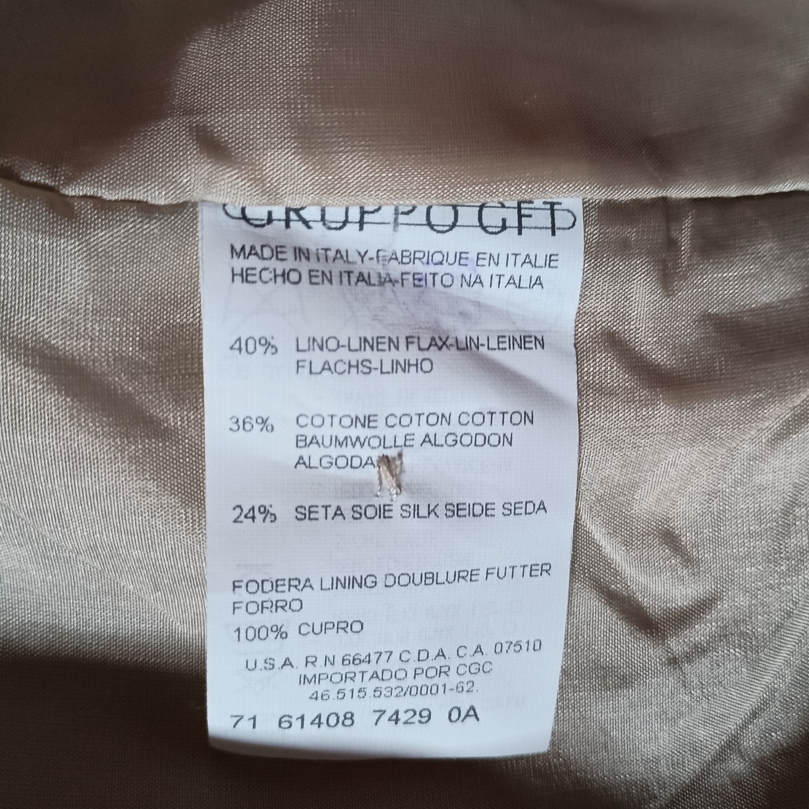 Valentino Jacket 12 Womens Beige Miss V Blazer Linen/Silk/Cotton Coat Button