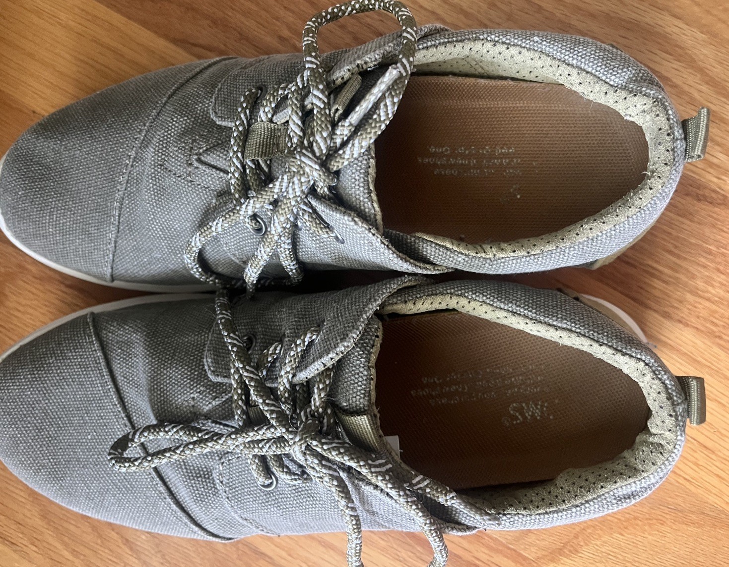 TOMS Del Rey Casual Womens Olive Green Denim Twill Lace Up Shoes US Size 8