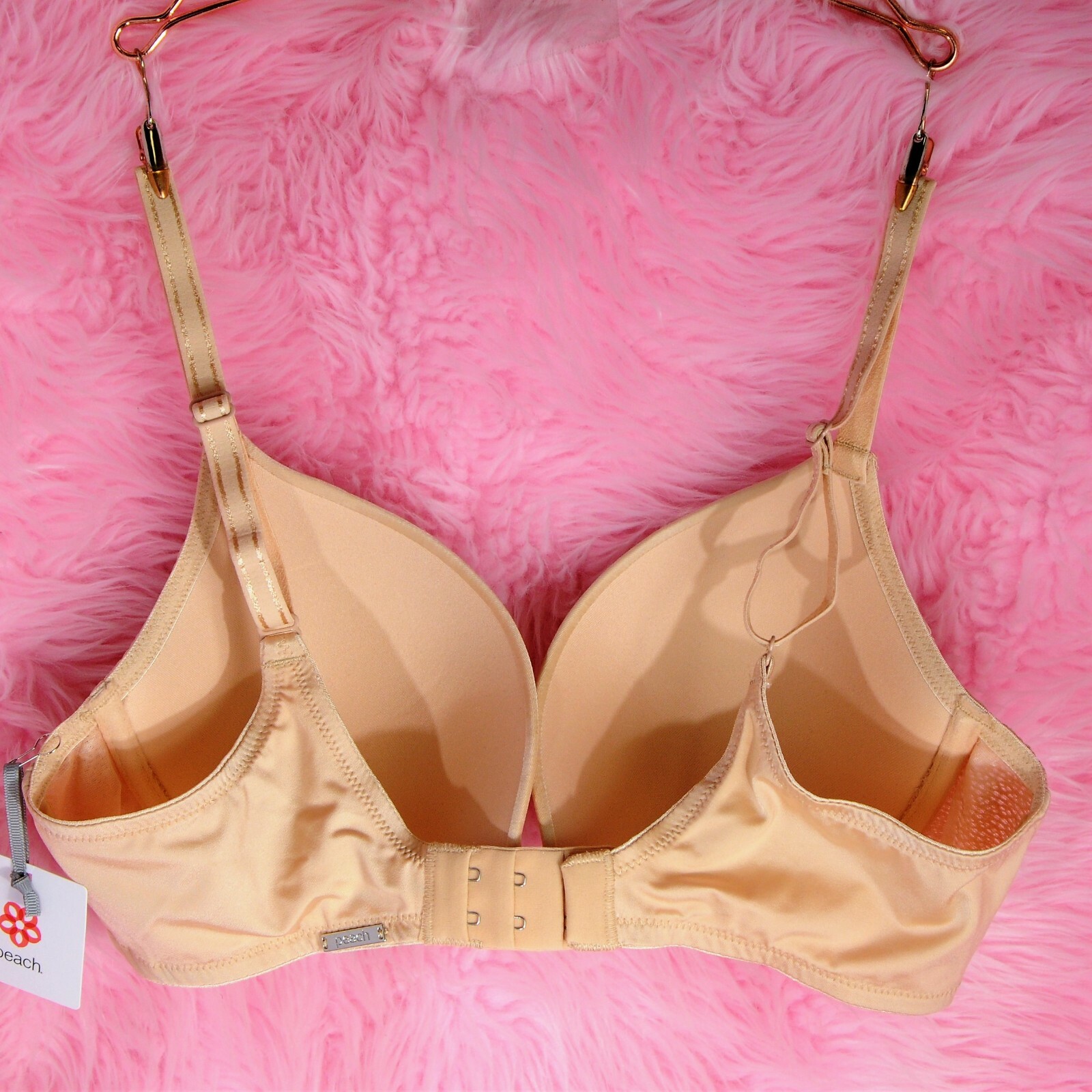DESIGNER BRA Satin NYLON $75!! molded cup Underwire Plunge 22 sizes 4 Colors!