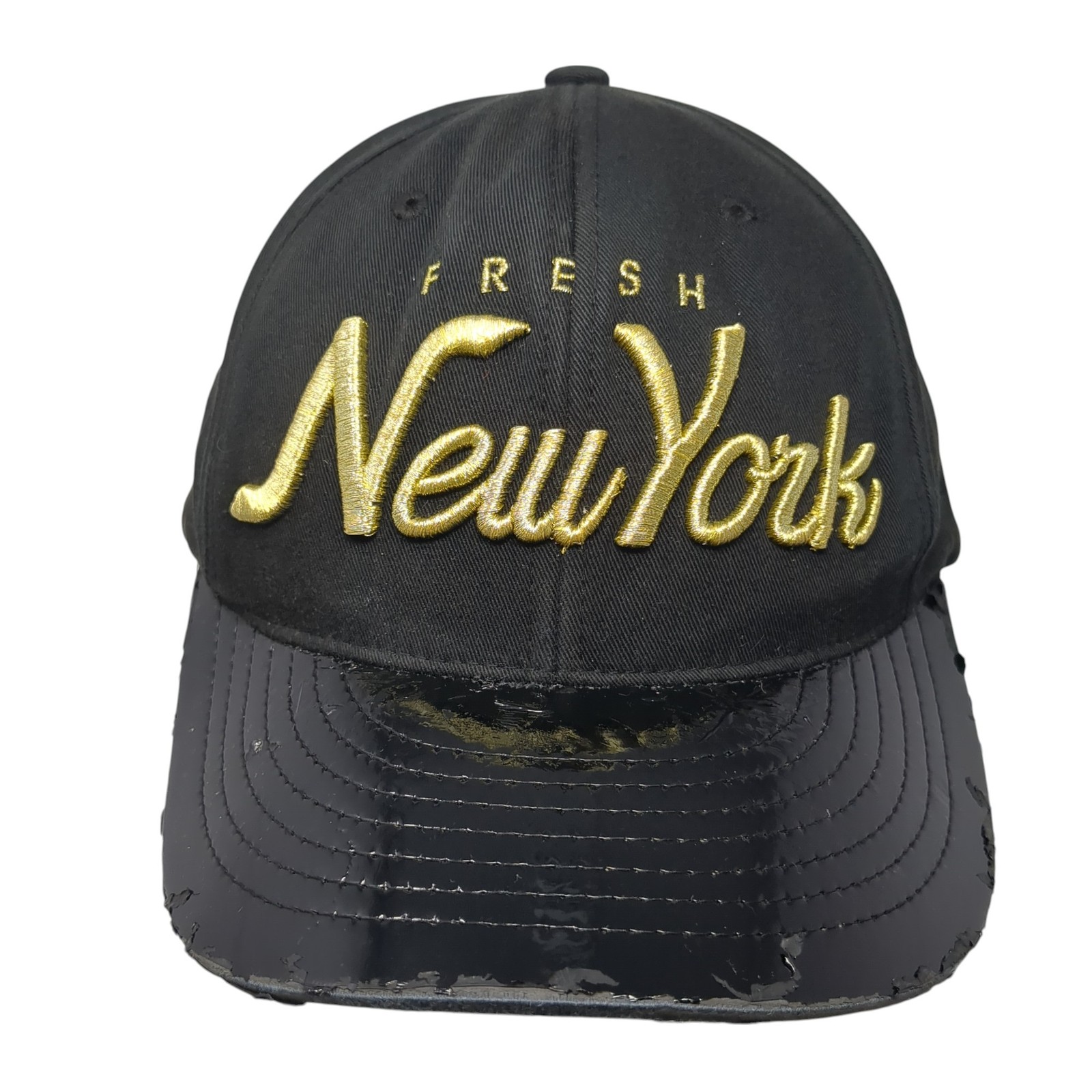 Fresh New York Snapback Hat Black One Size Embroidered Solid KB ETHOS