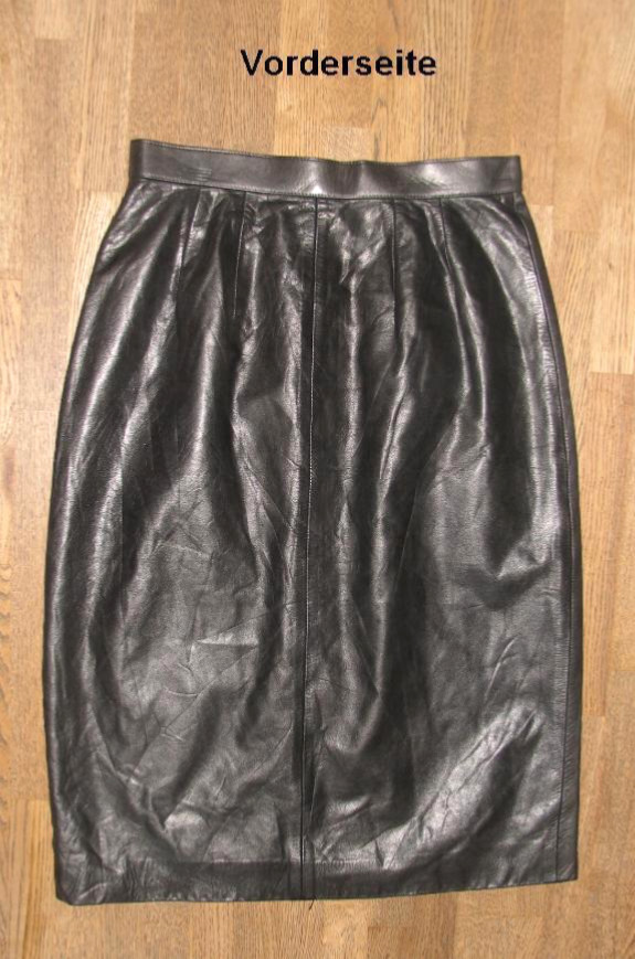 Knee-Length Leather Skirt In Black – Fine Nappa Leather! Size 11 Approx. Size 36