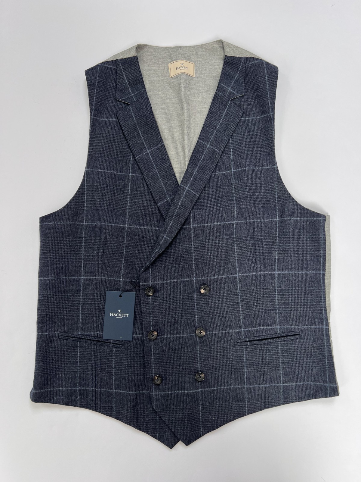 Hackett Mayfair Double Breasted Waistcoat Blue PoW Check BNWT RRP £275 Size 40″