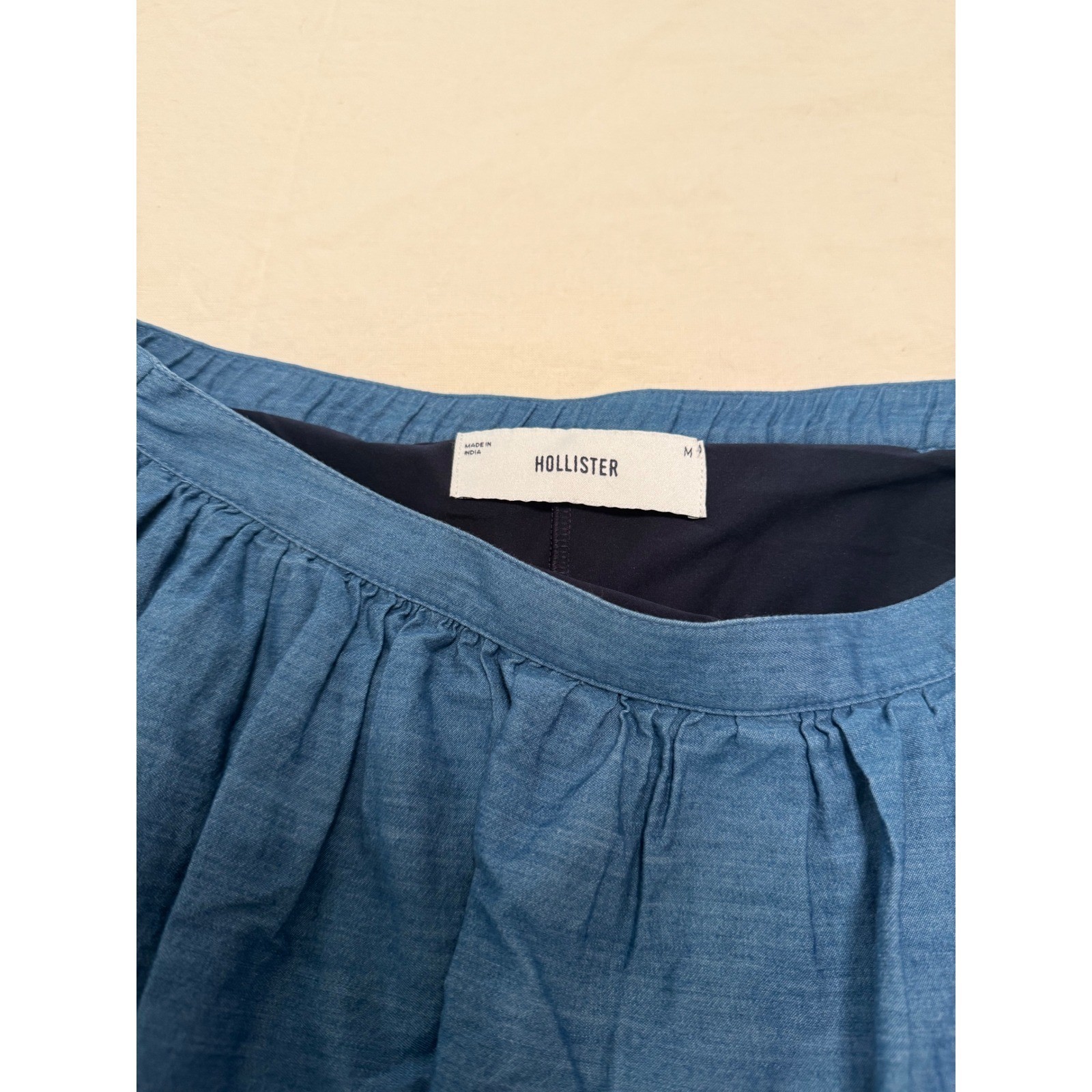 Hollister Blue Chambray Bubble Skort Mini Skirt with Shorts Womens Size Medium
