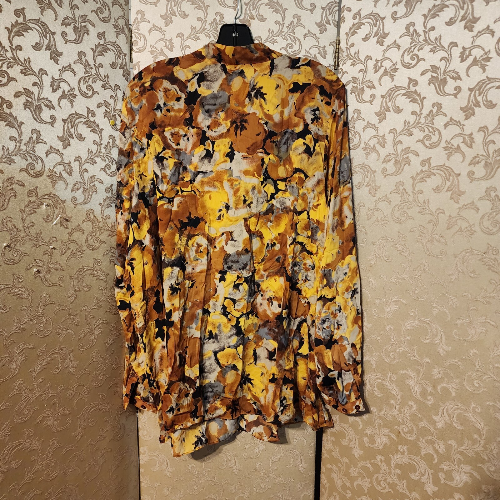 Isaac Mizrahi Live Mustard Yellow Multi-Color Blouse Top Size 2X
