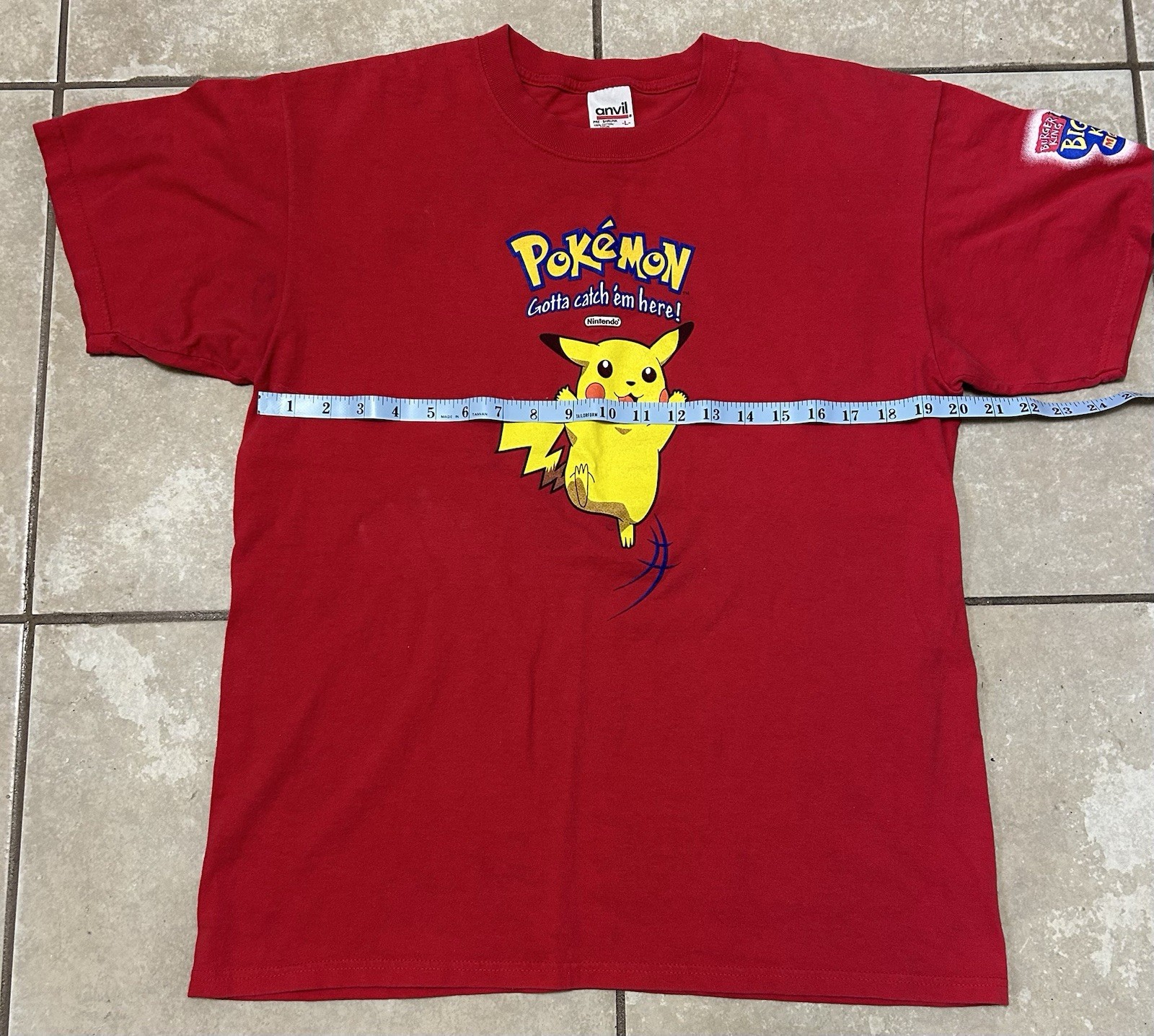 Pikachu Pokemon Vintage T-Shirt 1990’s Burger King Promo Size Large