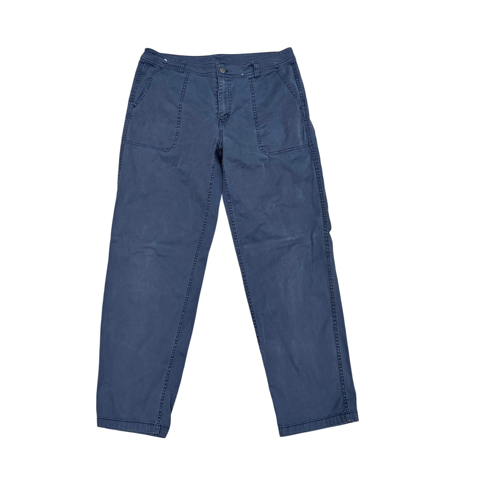 Pendleton Utility Chino Pants Women 12 Blue Twill Straight Crop 27.5in Stretch
