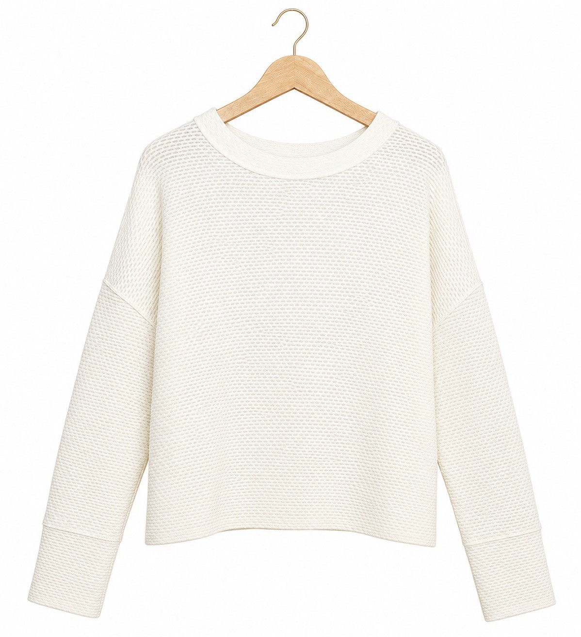 Calia Cream Waffle Knit Pullover | Oversized Athleisure Lounge Top | Cozy