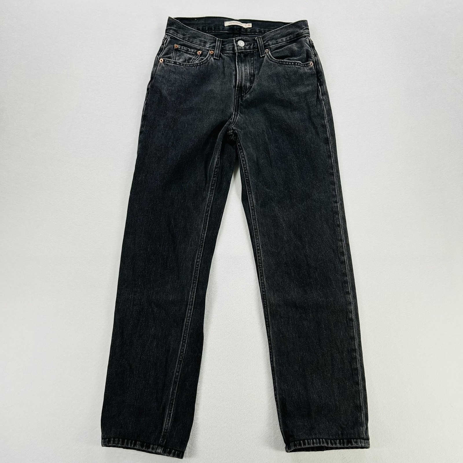 Levi’s Low Pro Straight Jeans Womens 24 Gray Charcoal Wash Denim Pants 5 Pocket