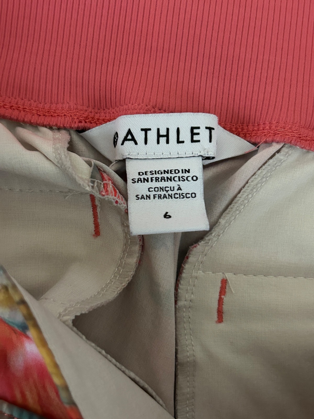 Athleta Shorts Women’s Size 6 Pink Coral Brooklyn Printed Casual Elastic Running