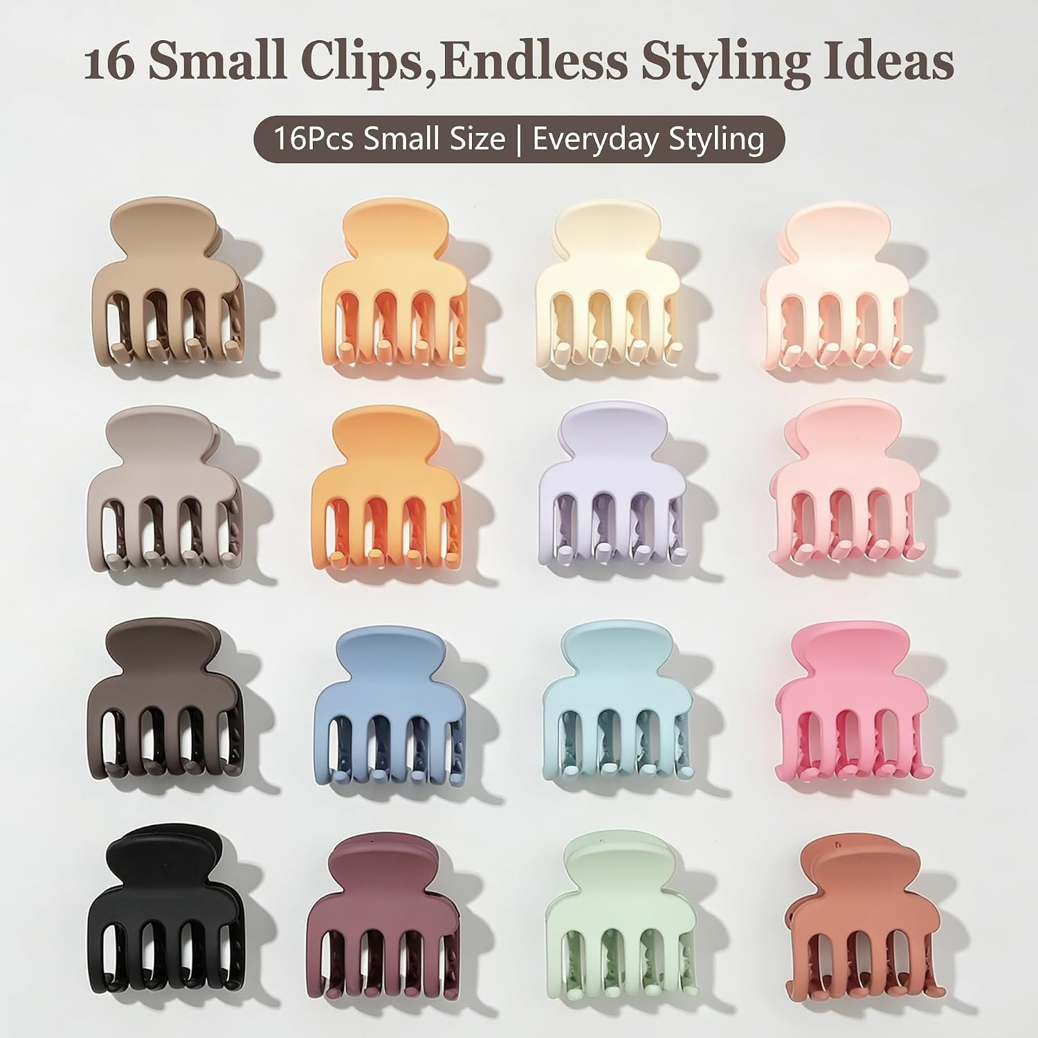 16 Pcs Small Hair Clips for Women, 1.8 Inch Matte Octopus Mini Hair Claw MIX