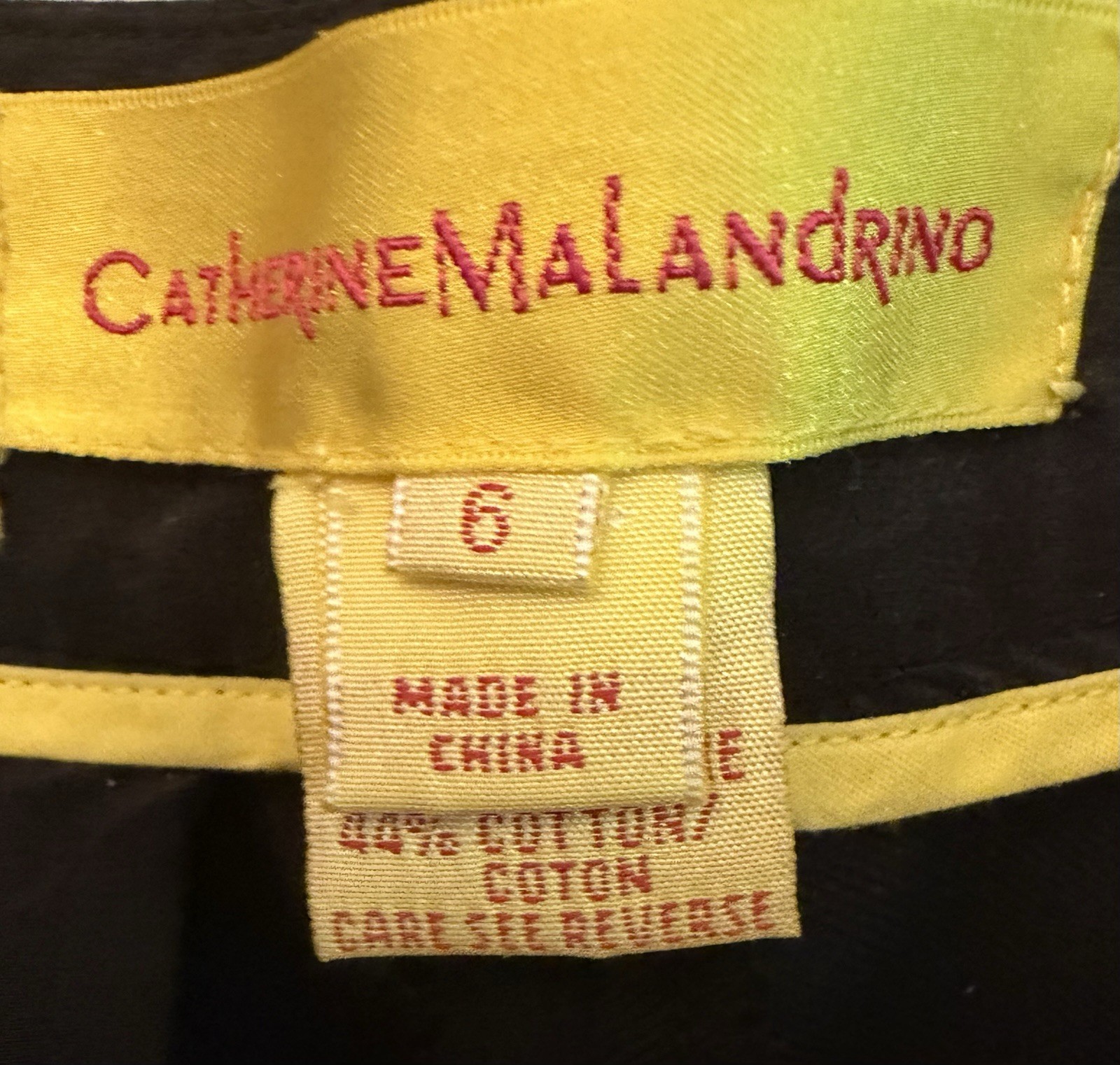 Catherine Malandrino Trouser In Silk Cotton W/Crochet Side Design Size 6