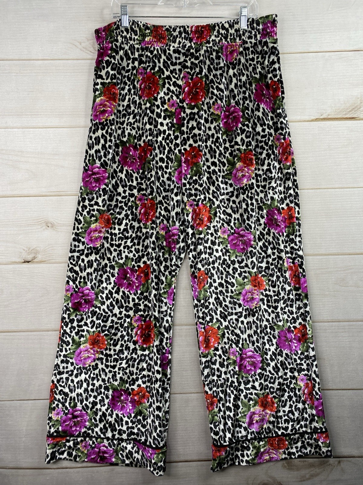 Sophia Vergara Intimates Sleep Pants Women 2X 18W-20W Velvet Animal Print Floral