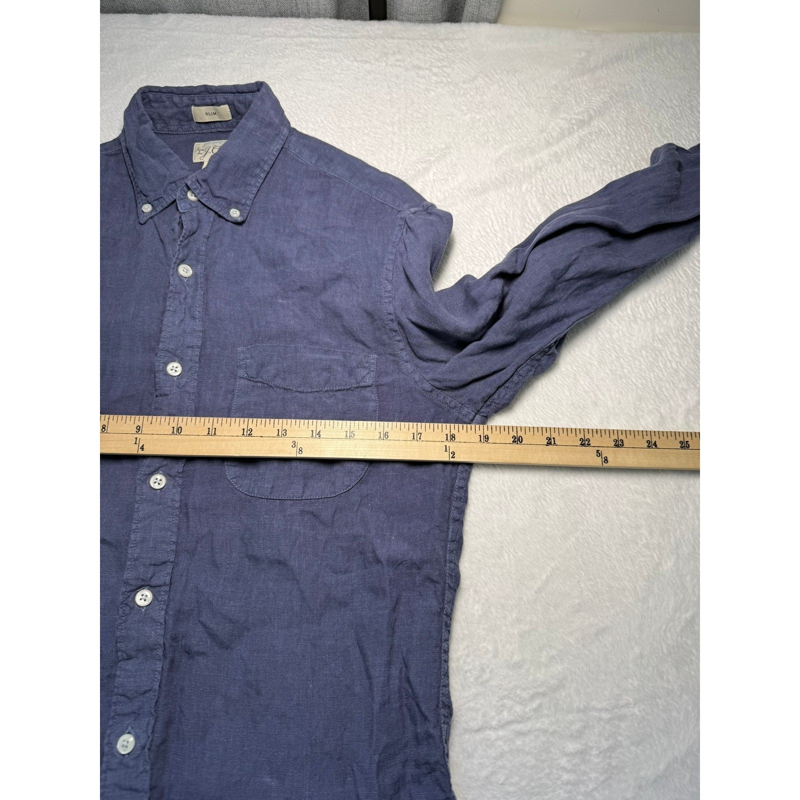 J.Crew Baird McNutt Irish Linen Shirt Mens Small Slim Fit Blue Long Sleeve
