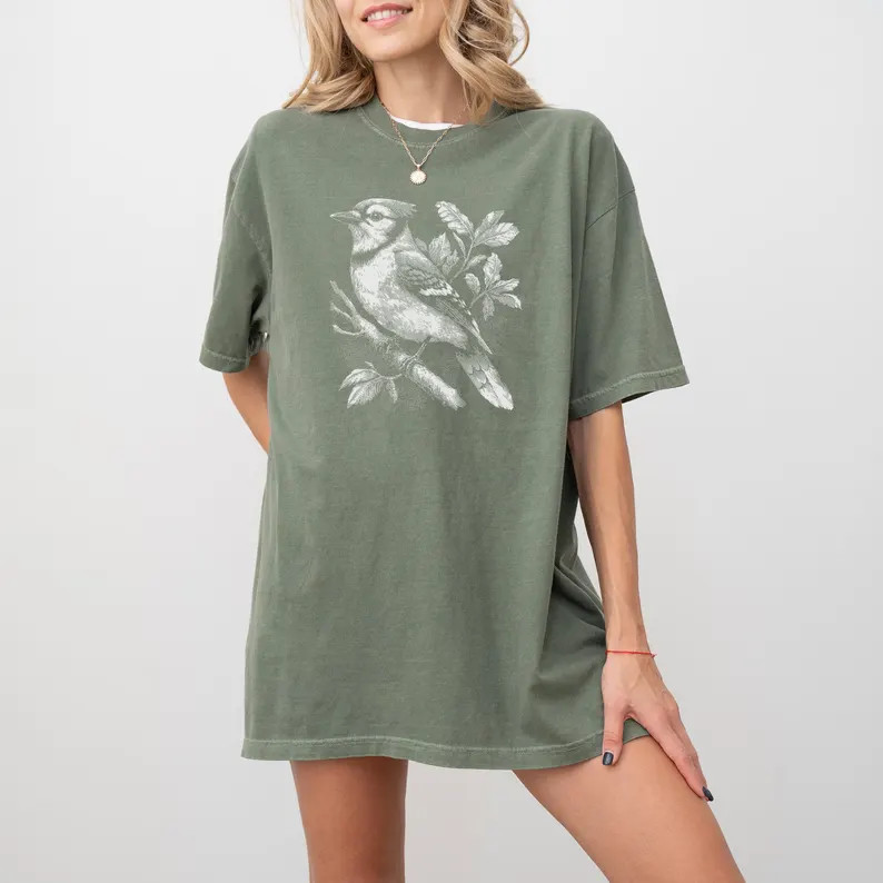 Aesthetic Blue Jay Comfort Tee Birdwatcher Nature Lover Gift