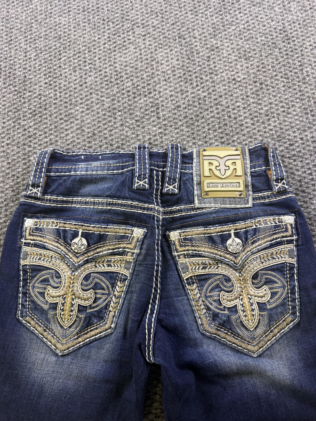 Rock Revival Jeans Womens 28 Blue Yowah Slim Boot Bootcut Distressed Embroidered