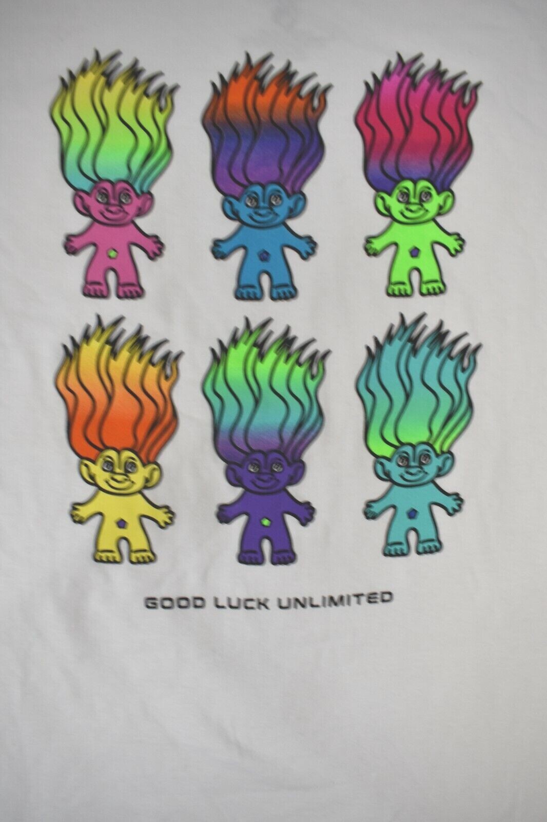 Good Luck Trolls Mens Good Luck Unlimited White Shirt New S, M, L, XL