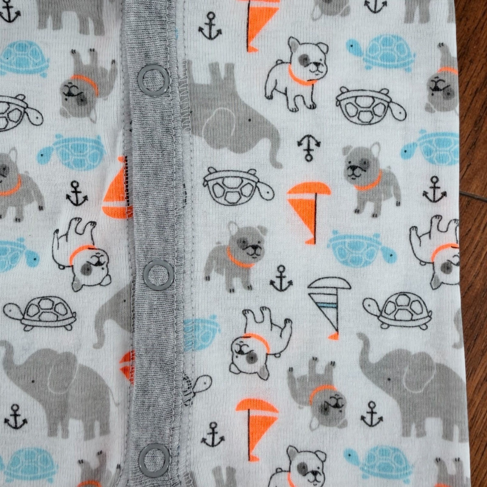 Carter’s Newborn 2-Pack Footless Snap Rompers Fold Over Mittens Animal Print